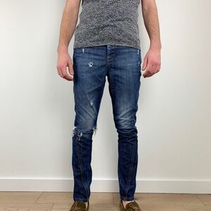 Topman Skinny Carrot Distressed Jeans